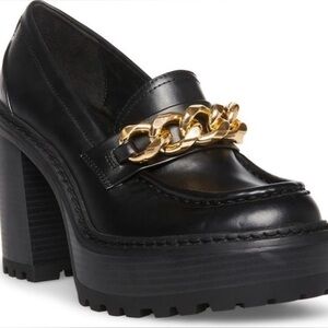 Black Platform Shoes with Gold Chain